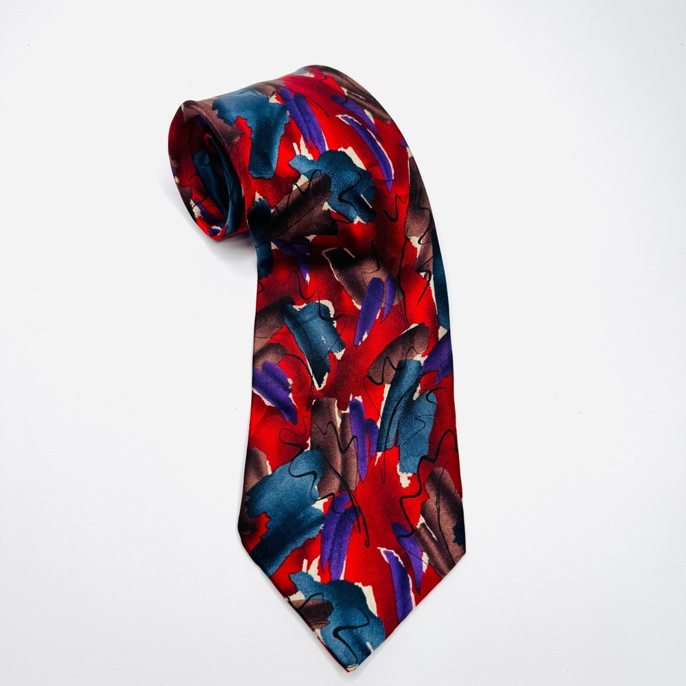 Jerry Garcia Abstract Red and Blue Mens Silk Neck Tie Limited Edition